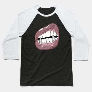 Mouth with Silver Teeth (for Face Mask) Baseball T-Shirt